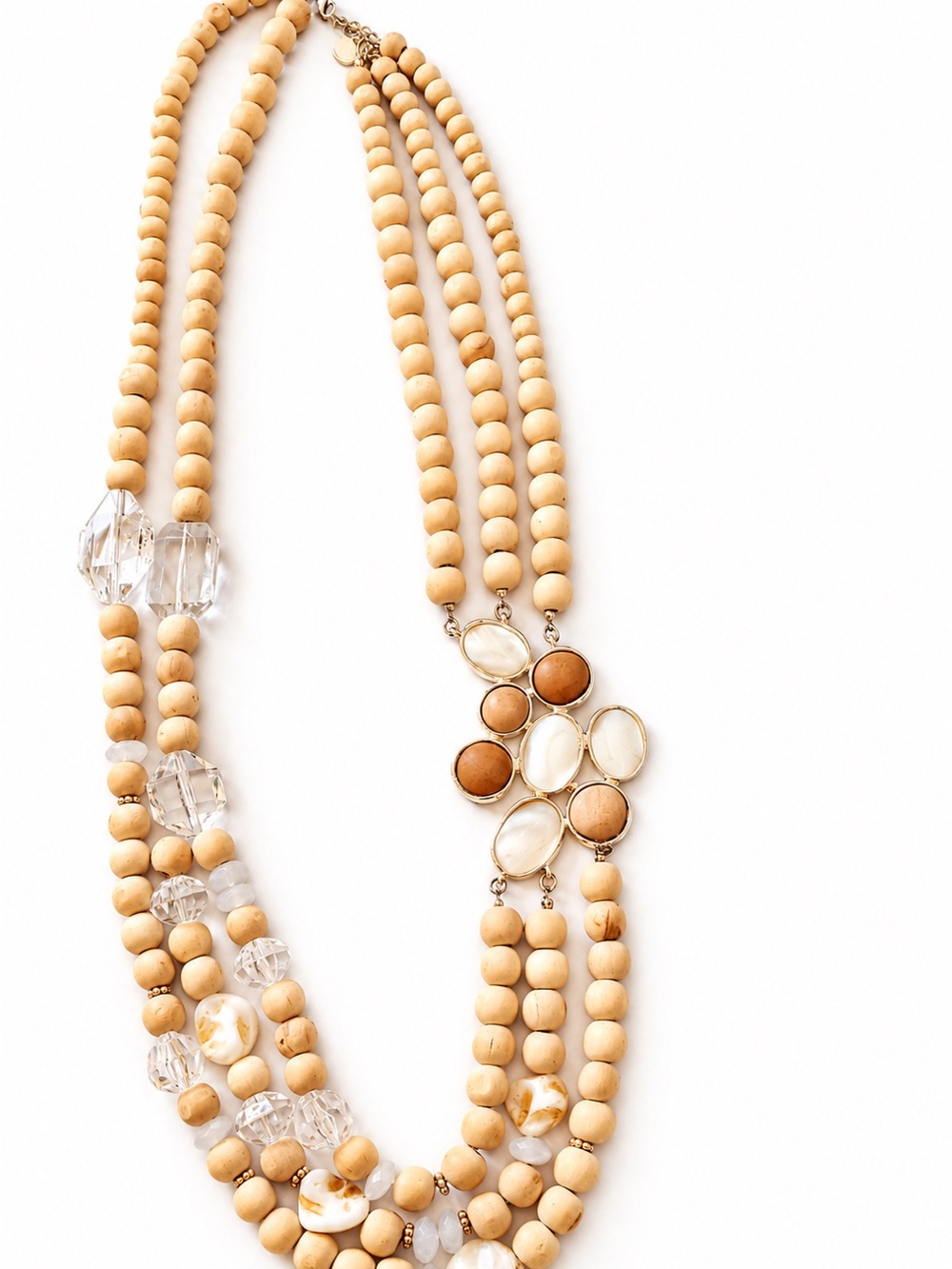 Necklace Wood & Crystal Beads